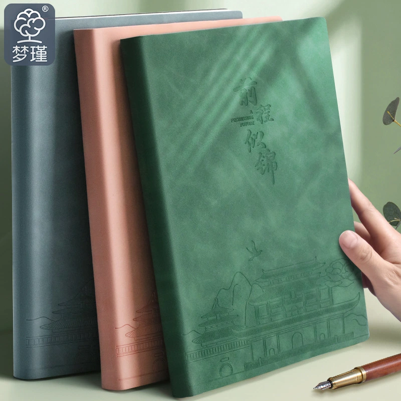 Taccuino con diario rilegato in pelle foderato